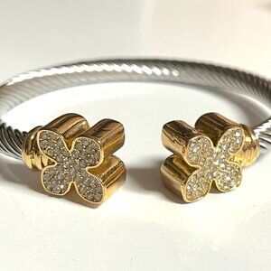 Cute Two-Tone Clover Statement Bracelet